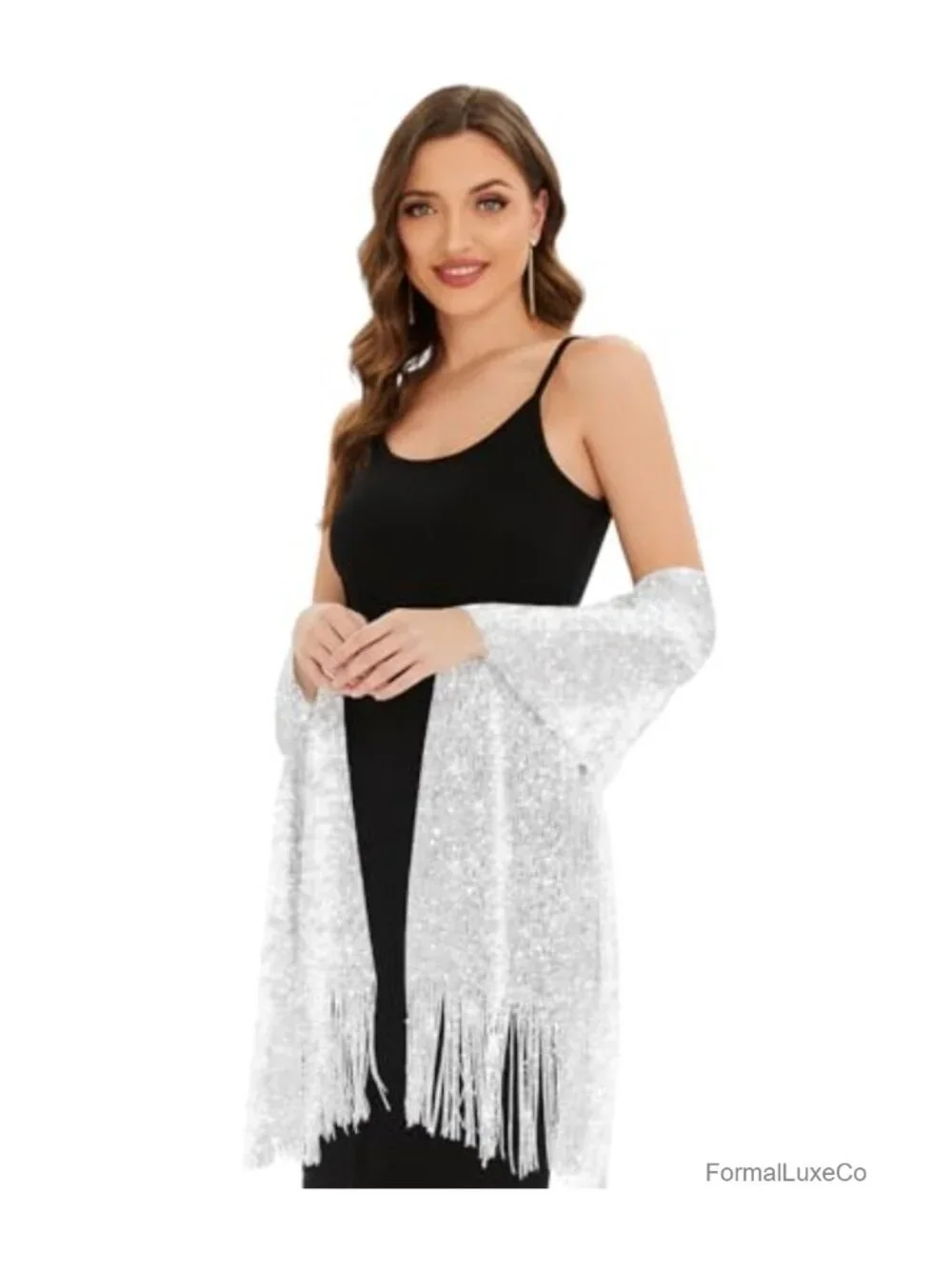 Metallic Shawl Wrap with Buckle for Evening Party Wedding